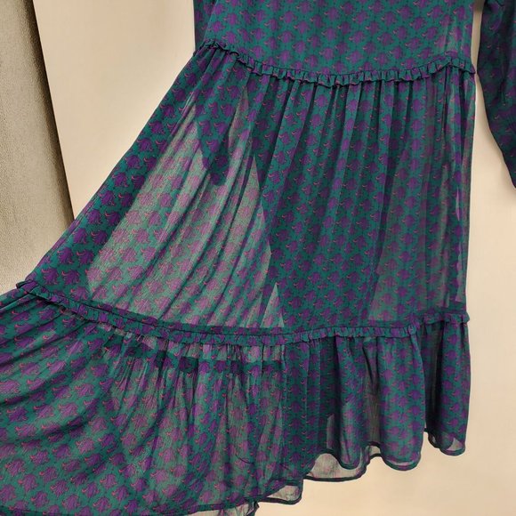 Colorful Planet Girls Green Dress Purple Fleur de Lis Peasan M 7/8 - Picture 8 of 12